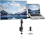LIONS HEAD Monitor Stand with Laptop Tray Basic Pole Stand, Mount 22 in to 32inch Monitor Stand with Tilt Adjustable Laptop Tray - Ergonomic Design Weight Support 8 kg Stand weigt 3.6 kg