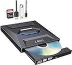 1Goal USB 3.0 Type C External CD DVD RW Optical Drive DVD Burner DVD Writer Super Drive with USB SD/TF Ports for Laptop/PC/Notebook etc.(Black)