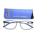 Esperto Readers Wood Reading Glasses - Blue Cut Lens With Antireflection & Ultra Light Weight For Men & Women +1.00 to +3.00 Power - Blue (+2.75)