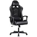 IntimaTe WM Heart Gaming Chair, Ergonomic High Back Office Racing Chair with Armrest, Swivel Leather Desk Chairs with Adjustable Headrest and Lumbar Cushion for Office and Home (Black)