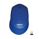 Logitech M331 Silent Plus Wireless Mouse, 2.4GHz with USB Nano Receiver, 1000 DPI Optical Tracking, 3 Buttons, 24 Month Life Battery, PC/Mac/Laptop - Blue