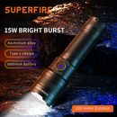 Torcia Torcia Zoomabile Superfire 15 W più luminosa LED Ricaricabile Pesca