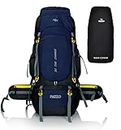 PAZZO 75L Water Resistant Rucksack Hiking Backpack/Bag for Trekking/Camping/Travel/Outdoor Sport Heavy Duty(Blue-Black)