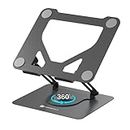 Portronics My Buddy K11 Metal Laptop Stand with 360° Rotation, Height & Angle Adjustable, Foldable Design, Improves Air Flow, Carbon Steel Body, 10 kg Max Weight for Laptops & MacBook (Black)