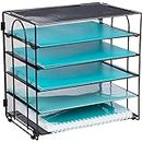 Dasher Products|Five Tier Office Desk Organizers, No Tools Required for Assembly, Letter Tray in Black Metal Mesh for Organizing Files, Papers. Office Desk Organizers and Accessories|Black