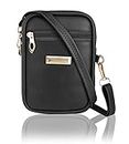 Classy Women Mobile Sling Pouch for Girls/Women Small Cross-Body Phone Bag Stylish PU Leather Mobile Cell Phone Holder Mini Shoulder Bags (Black)