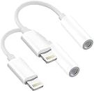2 Pack [Apple MFi Certified] Headphones Adapter, Lightning to 3.5 mm Headphone/Earphone Jack Audio Aux Adapter Dongle Compatible with iPhone 14 13 12 11 Pro XR XS Max X 8 7 6s Plus