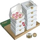 Ganfaner [25pk] 4 standard cupcake Box w/Window, 16 * 16 * 7.5cm Pastry cake box for Shop Party Treat Pie Cupcake Cookies Muffin Chocolate Macaron