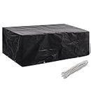 vidaXL Black Garden Furniture Cover- Outdoor Protective Polyethylene Cover with Aluminium Eyelets and Fastening Rope- Suitable for Rattan Sets, Benches and Tables- 200x160x70cm