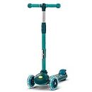 Baybee Blaze Storm Skate Scooter for Kids, 3 Wheel Kids Scooter with 3 Height Adjustable Handle, Kick Scooter with LED PU Wheels & Brake | Runner Scooter for Kids 2-10 Years Boys Girls (Green)