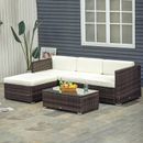 Outsunny 5PC Patio Rattan Sofa Set Outdoor Garden Wicker Sectional Furniture