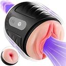 Electric Masturberbate for Men 2 in 1 Mens Mastuabors Masturbators 3D Realistic VaginaHandheld With 10 Modes Male Mastuaber Pocket Pussy Mens Mastabation Toys massager male -B005