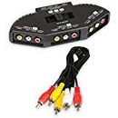 CableVantage 3-Way Audio/Video RCA Switch Selector/Splitter Box & AV Patch Cable for Connecting 3 RCA Output Devices to Your TV Xbox Xbox360 Ps3 Ps4 with Av Cable