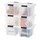IRIS USA 18 L (19 US Qt.) Stackable Plastic Storage Bins with Lids and Latching Buckles, 6 Pack - Clear, Containers with Lids and Latches, Durable Nestable Closet, Garage, Totes, Tub Boxes Organizing