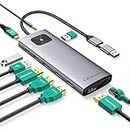 GiGimundo LK10 USB3.0 Docking Station Dual 4K 60Hz for M1/M2/M3 MacBook Air/Pro & PC/Laptop, Portable DisplayLink USB-C Dock with 3xUSB3.2 Port, 2xHDMI, 2xDP, PD100W, 1Gbps Ethernet, Audio, Gray