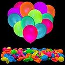 100 Pcs UV Neon Balloons,Neon Glow Party Balloons UV Black Light Balloons Glow in The Dark for Birthday Decorations Wedding Glow Party Supplies Blacklight Reactive Fluorescent Balloons