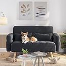 Yaheetech Small Modern Fabric Loveseat Small Sofa Upholstered Couch 116cm Futon Settee Lounge with Tapered Legs for Dorm/Office/Bedroom/Living Room Furniture Dark Gray