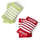LuvLap Baby Elbow Guards for Crawling Babies, White Red & White Neon, 2 Pairs, Anti Slip Elbow pad for Toddler/Infant Upto 2 Years Age - Soft Fabric & Comfortable, Anti Slip & Anti Skid