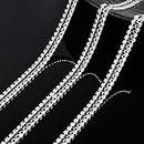 URROMA 2 Yards Rhinestone Tassel Chain, 3-Row Rhinestones Fringe Trim Crafts Diamond Crystal Chain for Wedding, Party, Clothing Accessories Personalized DIY Decor