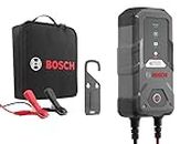 Bosch C10 Chargeur de batterie voiture - 3,5 ampères avec fonction de maintien, Pour batteries 12V plomb-acide, AGM, GEL, EFB et VRLA, Gris