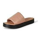Amazon Essentials Women's Slide Flatform Sandals, Camel, 9 UK