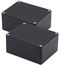 Junction Box, Zulkit Project Box IP65 Waterproof Dustproof ABS Plastic Electrical Boxes Electronic Enclosure Black 4.5 x 3.5 x 2.2 inch(115 x 90 x 55 mm)(Pack of 2)