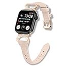 WoPail Bracelet Cuir pour Apple Watch Series 9 41mm 40mm 38mm, Slim Femme Boucle Métal en Forme de Cornes Bracelet de Remplacement en Cuir pour Apple Watch Series 9/8/7/6/5/4/3/2/1/SE - Abricot