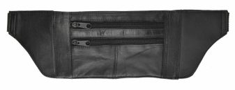 Black Genuine Leather Slim and Sleek Under Garment Money Belt Waist Bag Unisex