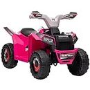 Aosom 6V Kids ATV Quad, Battery Powered Electric Vehicle for Kids with Wear-Resistant Wheels, for Boys and Girls Aged 18-36 Months, Pink
