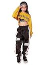 LOLANTA 3Pcs Girls Hip Hop Dance Costume Niños Street Dance Clothes Set Sudadera corta con capucha, camiseta sin mangas, pantalones reflectantes
