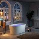 WoodBridge 59" x 30" Freestanding Air Acrylic Bathtub w/ Light Acrylic in Gray/White | 23.3 H x 59 W in | Wayfair B0102 -C-Drain &O