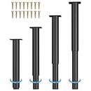 Wlrrcwdttc Metal Furniture Legs 12 inch Cabinet Sofa Legs Adjustable Height (10-17 inch) Heavy Support Leg for Dresser/Couch/Bed/Chair/TV Cabinet/Coffee Table/Desk, Legs for Furniture Set of 4 - Black