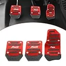 yvshy Pack of 3 Car Pedal Pads, Non-Slip Aluminum Alloy Clutch Pedal Kits, Manual Gearbox Gas Pedal Brake Pedal Cover, Universal for Most Cars (Red), YVSJTB201RE-3PS