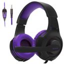 Gaming Headset with Mic Wired 3.5mm Over-Ear Headphone for P'S4 X'box One-Purple