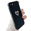LRANKAI Compatible with iPhone 6/6S Case for Women Girl,Cute Plated Love Heart with Full Camera Lens Protection Case Soft Silicone TPU Anti-Scratch Protective Cover for iPhone 6/6S 4.7″-Black