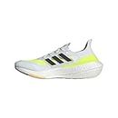 adidas Men's Ultraboost-21 Running Shoe, White/Black/Solar Yellow, 9