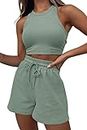 AUTOMET Womens 2 Piece Outfits Tracksuits Lounge Matching Sets Two Piece Linen Shorts Spring Tops 2024 Trendy Summer Clothes