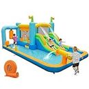 BOUNTECH Inflatable Water Slide, Boxing Themed Water Bounce House with Waterslide for Kids Backyard, GFCI 750W Blower, Blow up Jump Castle Water Slides Inflatables for Boys Girls Outdoor Party Gifts