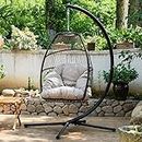 FDW Egg Chair Hammock Chair Basket Chair Hanging Swing Chair UV Resistant Cushion with Stand for Indoor Bedroom Outdoor Garden Backyard