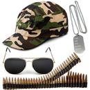 Army Fancy Dress Men Costume Accessories Stag Do 4pc Military Costume Mens