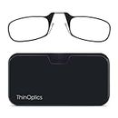 ThinOptics Universal Pod Rectangular Reading Glasses, Black Frames, Black Case, 44 mm + 1.5