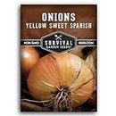 Yellow Sweet Spanish Onion Seed for Planting - 1 Packet with Instructions to Plant and Grow Long Day Onions in Your Home Vegetable Garden - Non-GMO Heirloom Variety - Survival Garden Seeds