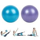2PCS Soft Pilates Ball, Sports Yoga Ball, Small Exercise Ball 25cm/9.8 inch, Balance Balls for Yoga, Pilates, Abdominal Workouts, Shoulder Therapy, Core Strengthening (Purple, Blue)