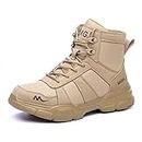 LIGHT BEARER Steel Toe Boots for Men Military Work Boots Indestructible Work Shoes for men women Athletic Safety shoes Composite Toe Comfortable Breathable Durable Non Slip,BEIGE10.5