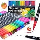 Coloring Markers Pen for Adults Kids, 36 Fine Felt Tip Water Markers Dual Brush Pens for Students Painting, Beginner Lettering, Card Making, Books Craft Coloring Doodling, Bullet Journal, Scrapbooking