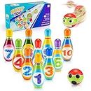 Qukir Bowling Set Kids, Toys for 2 3 4 Year Old Boy Girl Gift for 1-6 Year Olds Boys Toys Age 3-5 Toddler Toys Kids Toys Age 2-6 Outdoor Toy for 1-3 Year Old Learning Toy for 2 Year Old Kid Garden Toy