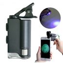 60X/100X Microscopio para teléfono móvil Clip Bolsillo Lupa LED UV