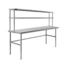 Amgood Open Base Table w/ Double Tier Overshelf Stainless Steel/Steel in Gray | 67 H x 48 W x 24 D in | Wayfair AMG WT-2448-RCB+DOS-1248