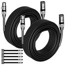 2 Pack DMX to DMX Stage Lighting Cable 100 FT, 110 Ohms Impedance DMX Male to Female (XLR Compatible) Cable, 3 Pin Shielded Signal Wire, for DJ LED Moving Head Par Light Mic Mixer Recording Studio