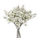 5 flores artificiales, flores artificiales de seda de plástico de Gypsophila, arreglos florales realistas, decoración de boda, centros de mesa (blanco)